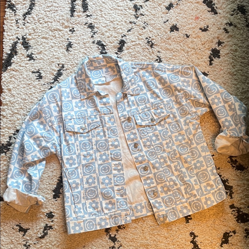 NWOT oversized checkered denim jacket